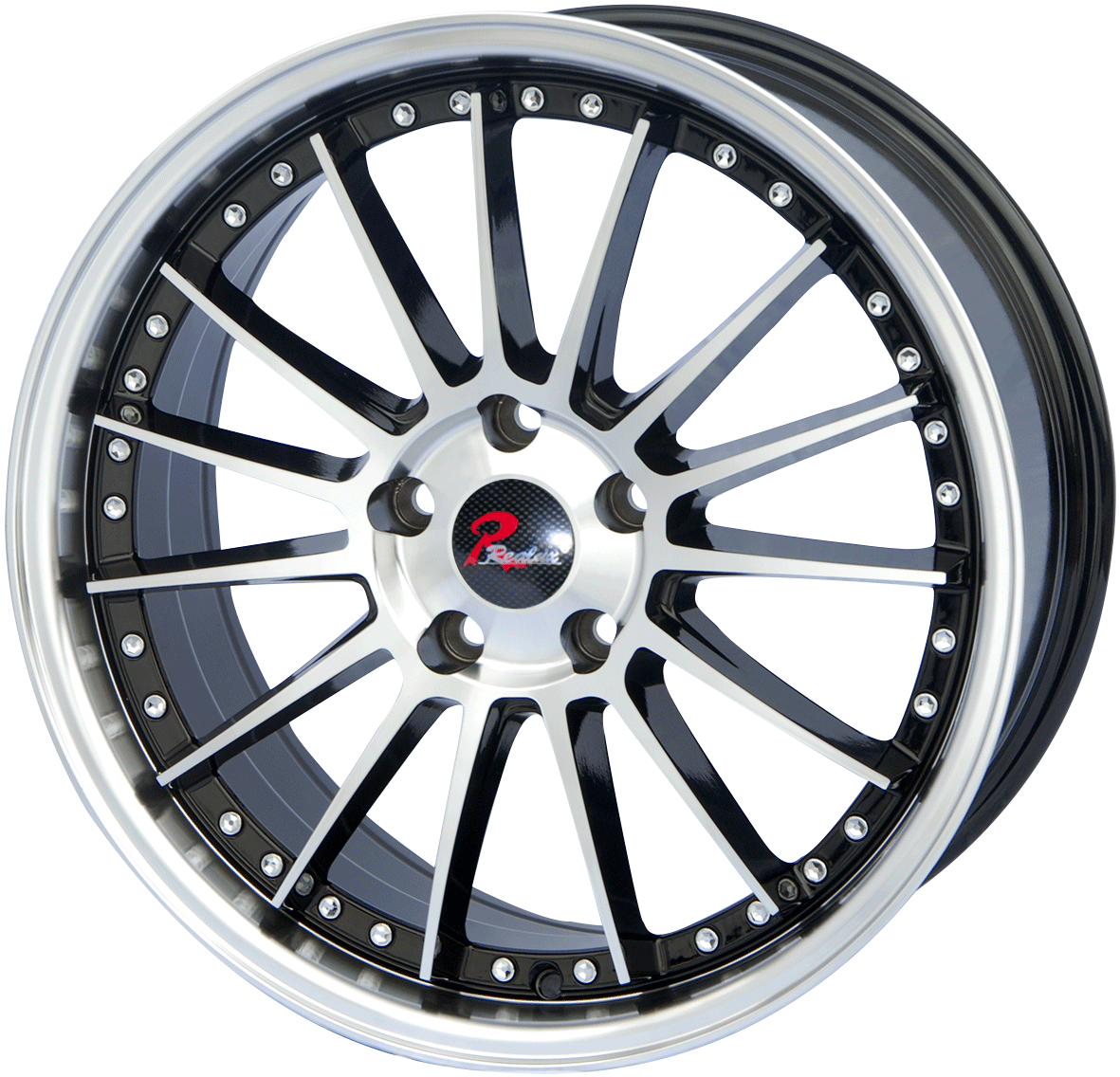 168.5 168 inch black machine face/chrome stud wheel rim