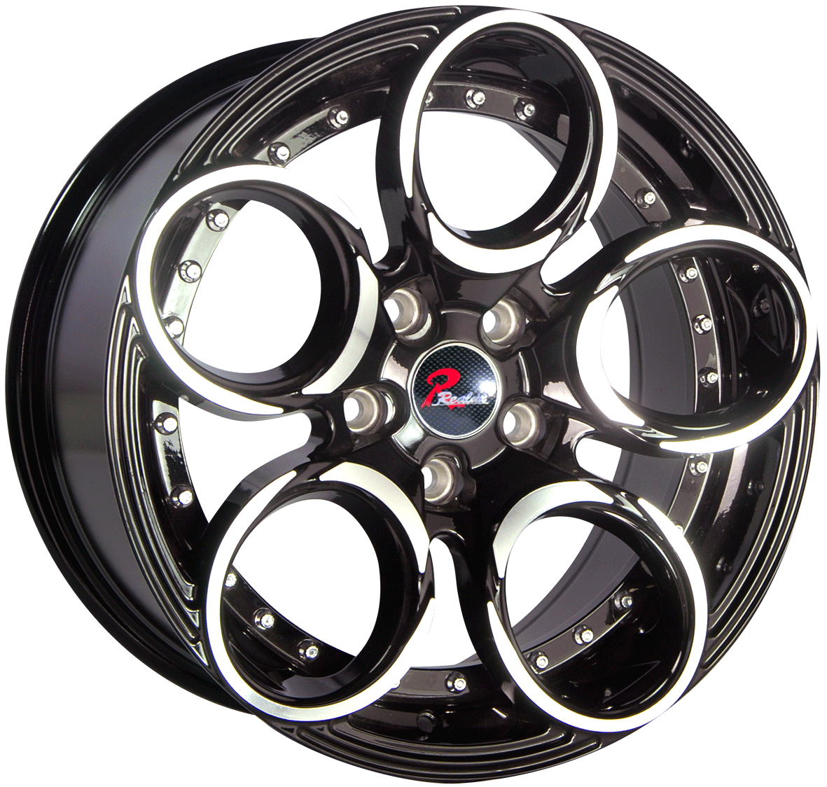 17×7.5 17×8.5 inch Semi Matte Black machine face/chrome stud wheel rim