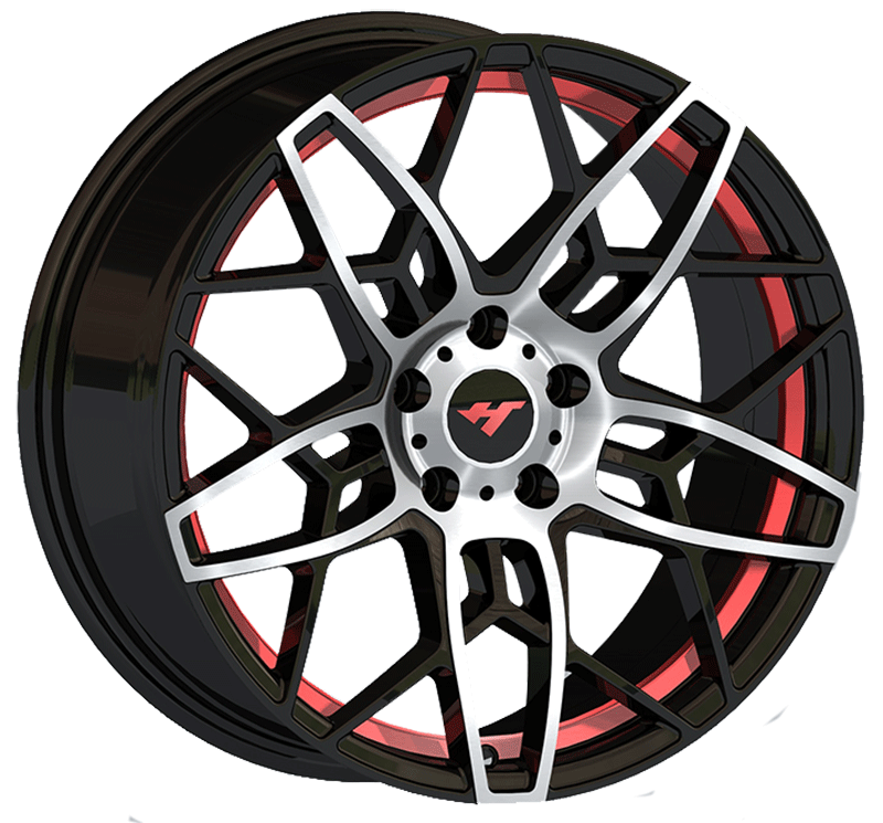 18×8 inch Semi Matte Black Machine Face/Red Undercut　wheel rim