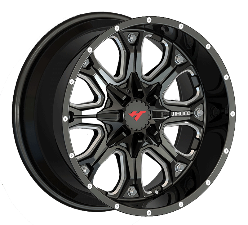20×12 inch Semi Matte Black Milling Spoke/Chrome Stud　wheel rim