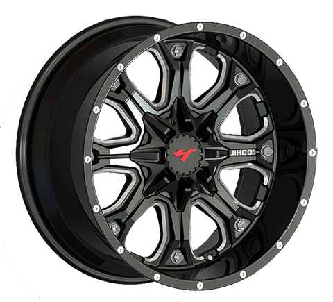 20X12 inch Semi Matte Black Milling Spoke/Chrome Stud wheel rim