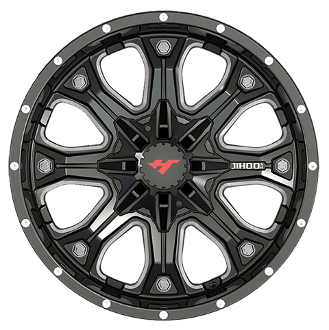 20X12 inch Semi Matte Black Milling Spoke/Chrome Stud wheel rim