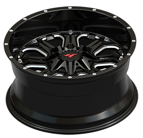 20X12 inch Semi Matte Black Milling Spoke/Chrome Stud wheel rim