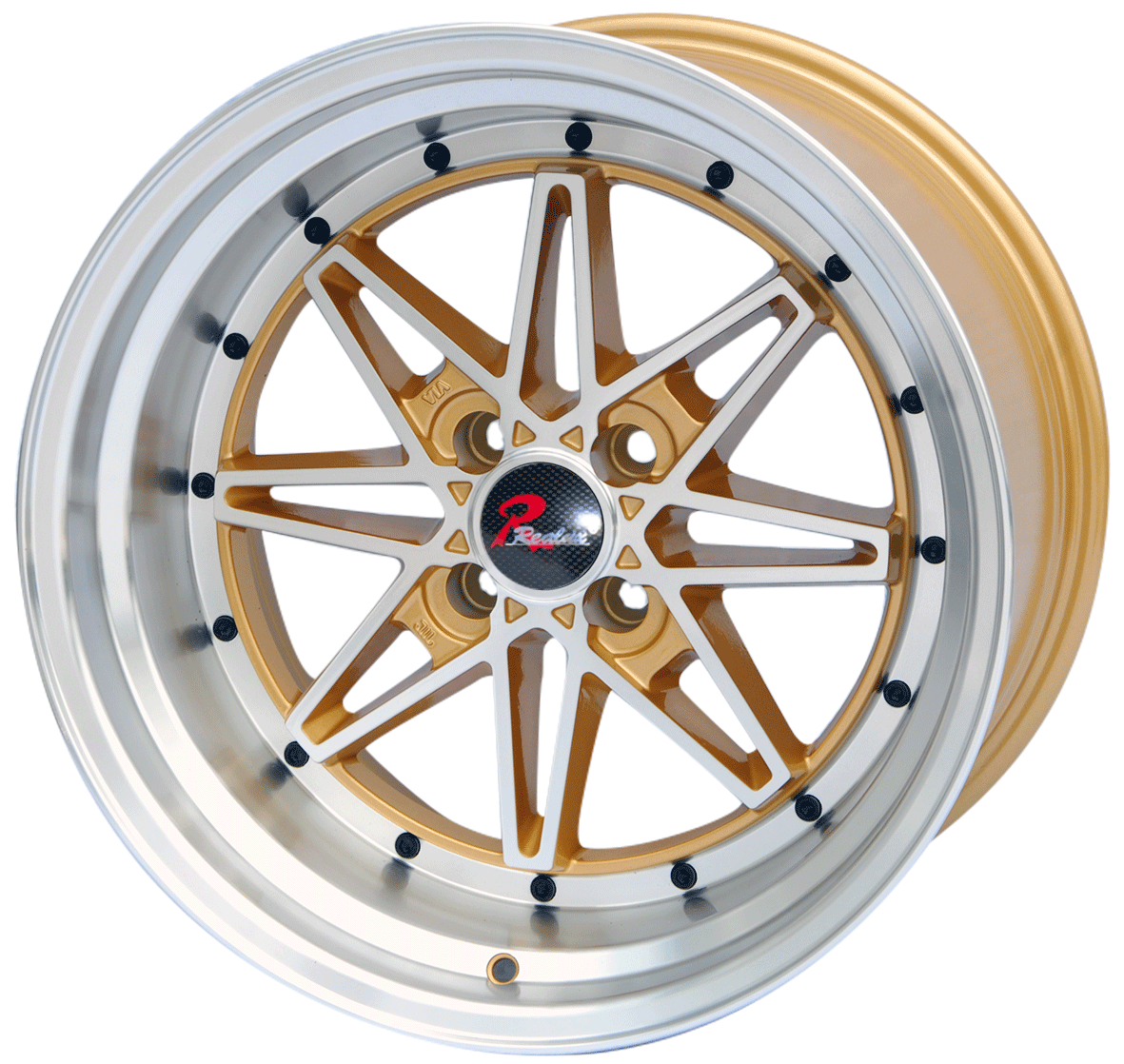 16×7 inch gold machine face/machine lip　wheel rim