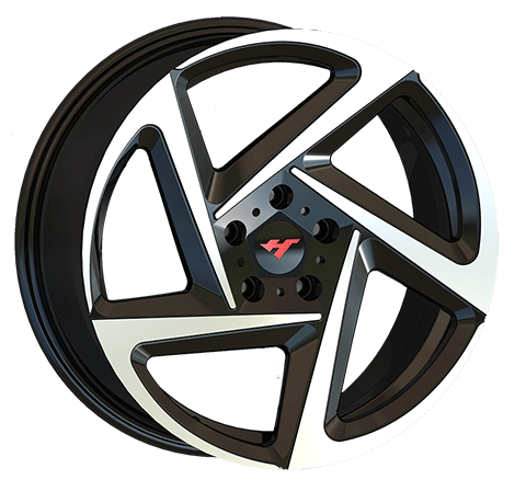 18X8.0 inch BLACK MACHINE FACE　wheel rim