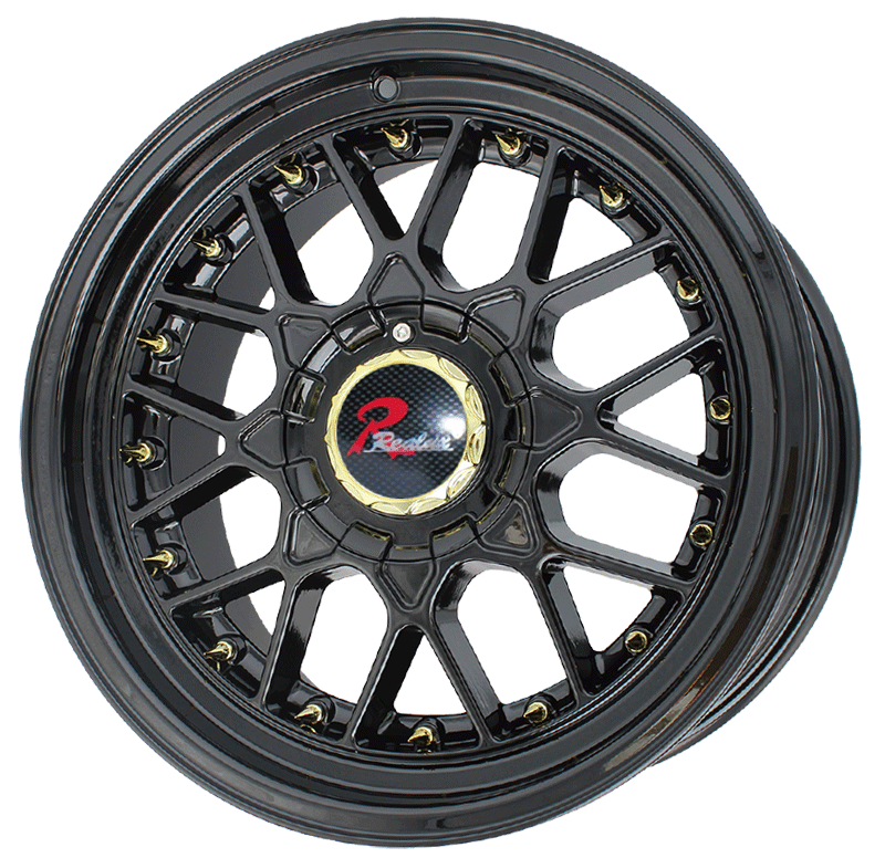 14×6.5 inch Semi Matte Black/glod stud　wheel rim