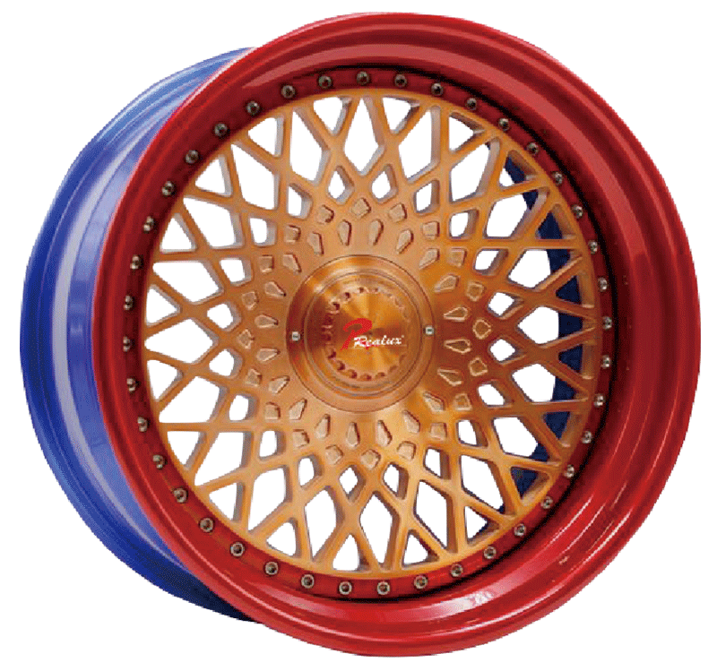 19 inch gold machine face/red lip/chrome stud wheel rim