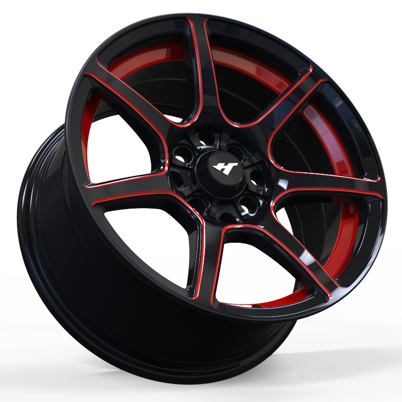13 inch Black / Red wheel rim