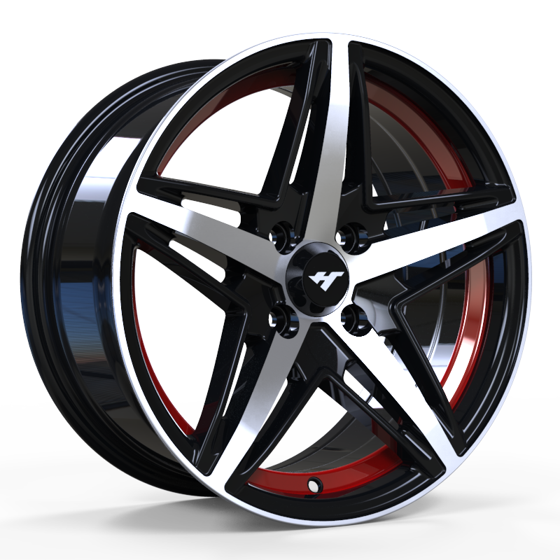 13X6.0 inch Black Machine Face/Red Undercut　wheel rim