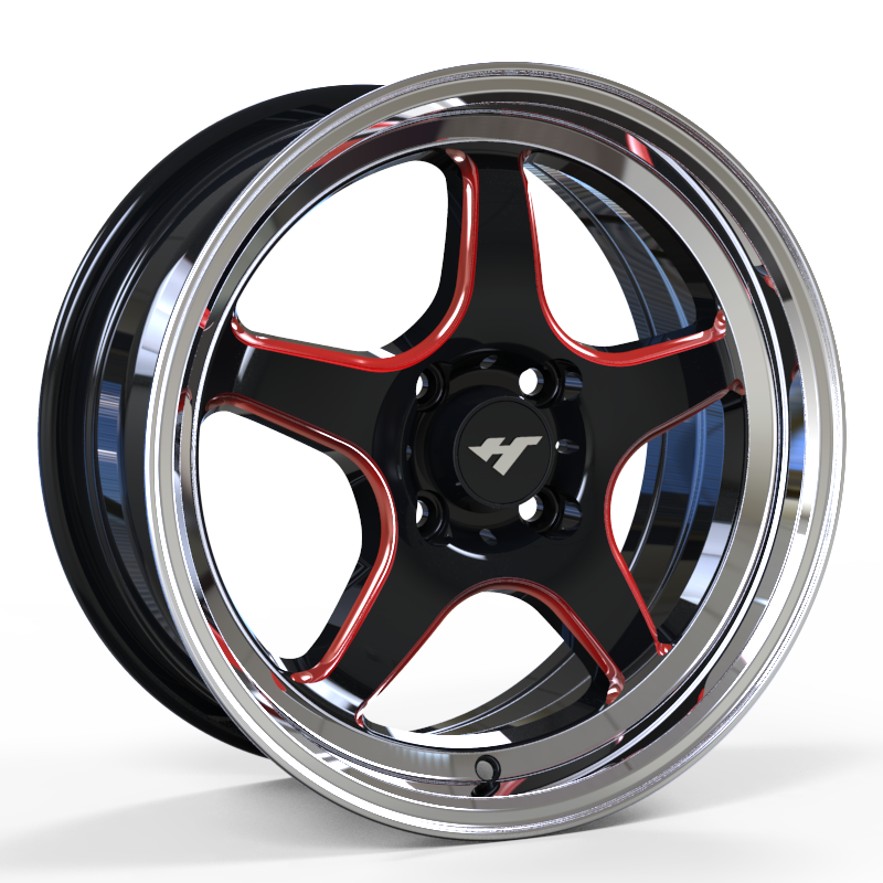 15 inch black / red /mirror lip　wheel rim