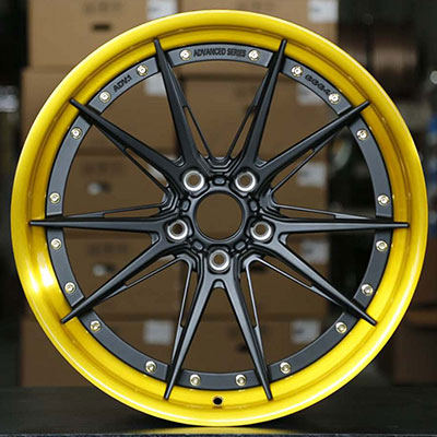 20X9.0 inch Matte Black+Gold lip forged and custom wheel rim