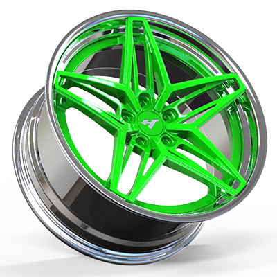 18-24 inch chrome + green forged and custom wheel rim