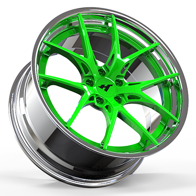 18-24 inch chrome + green forged and custom wheel rim