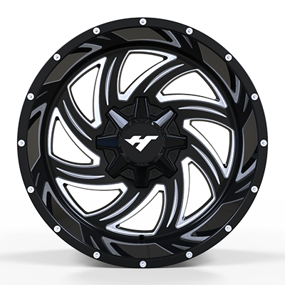 24X12 inch Black Machine Face/Chrome Stud wheel rim