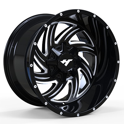 22X10 inch Black Machine Face/Chrome Stud　wheel rim
