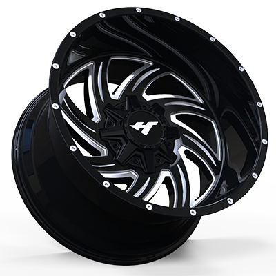 22X10 inch Black Machine Face/Chrome Stud wheel rim