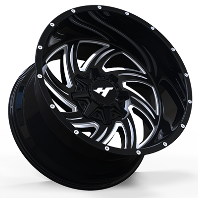 24X12 inch Black Machine Face/Chrome Stud wheel rim