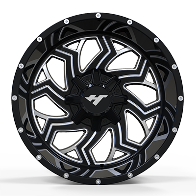 22X12 inch Black Machine Face/Milling Point wheel rim