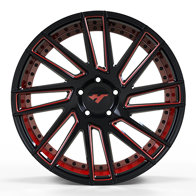 20X10 inch Red Milling Spoke/Black Point wheel rim