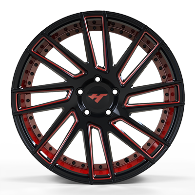 19X8.5 inch Red Milling Spoke / Black Point wheel rim