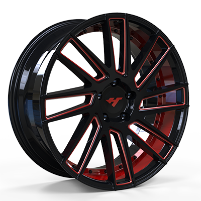 20X10 inch Red Milling Spoke/Black Point　wheel rim