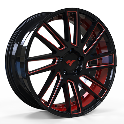 20X10 inch Red Milling Spoke/Black Point wheel rim