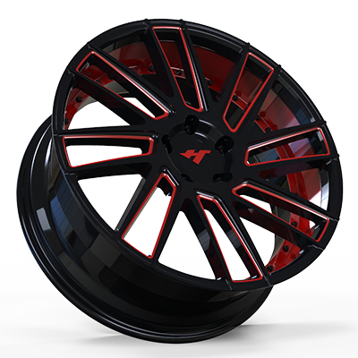 20X10 inch Red Milling Spoke/Black Point wheel rim