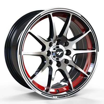 13X6.0 inch Black /red /machine face　wheel rim