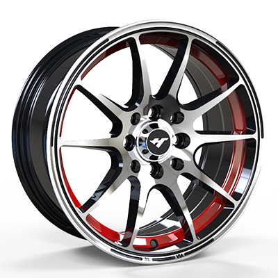 13X6.0 inch Black /red /machine face wheel rim