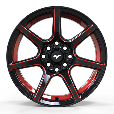 15X7.0 inch black / red wheel rim