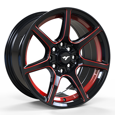 15X7.0 inch black / red wheel rim