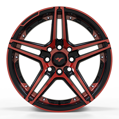 13X6.0 inch Red Face/Chrome Stud wheel rim