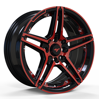 15X7.0 inch Red Face/Chrome Stud wheel rim