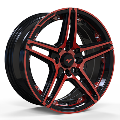 13X6.0 inch 8X100 Red Face/Chrome Stud wheel rim