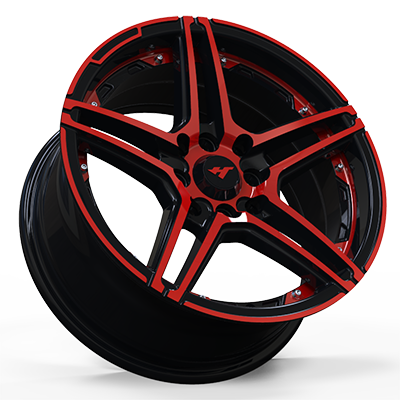 13X6.0 inch Red Face/Chrome Stud wheel rim