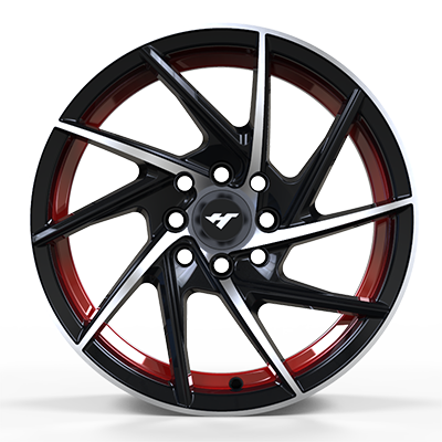 13X6.0 inch black machine face/Red Undercut wheel rim