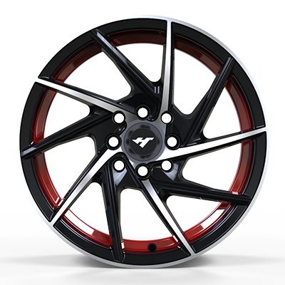 15X7.0 inch black machine face/Red Undercut wheel rim