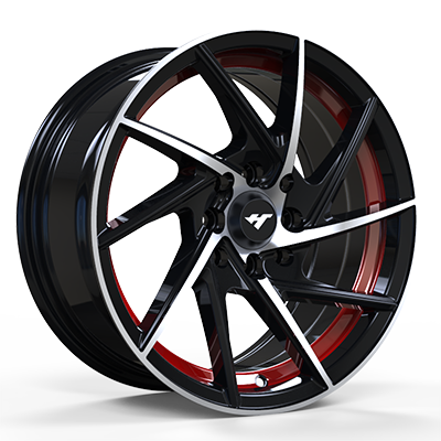 13X6.0 inch black machine face/Red Undercut wheel rim