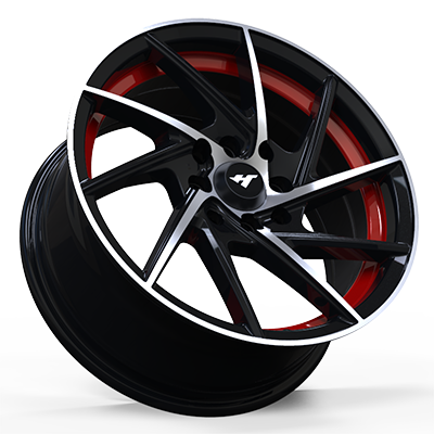 15X7.0 inch black machine face/Red Undercut wheel rim