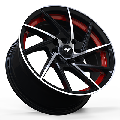 14X6.0 inch black machine face/Red Undercut wheel rim