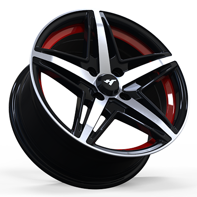 13X6.0 inch Black Machine Face/Red Undercut wheel rim