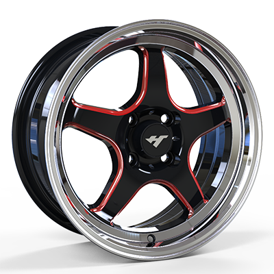 15X7.0 inch black / red / mirror lip wheel rim