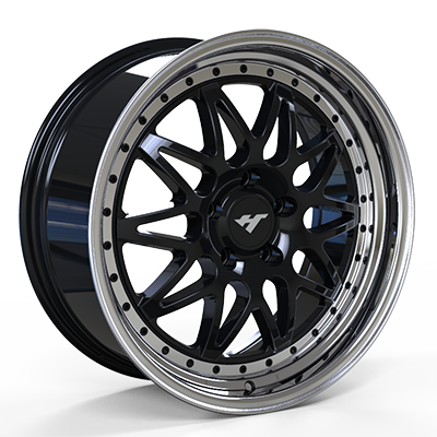 17X7.5 inch 5X100 black machine lip wheel rim