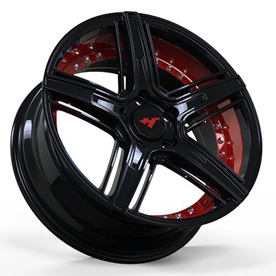 18X8.0 inch black & red undercut wheel rim