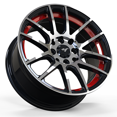 15X7.0 inch black / red wheel rim