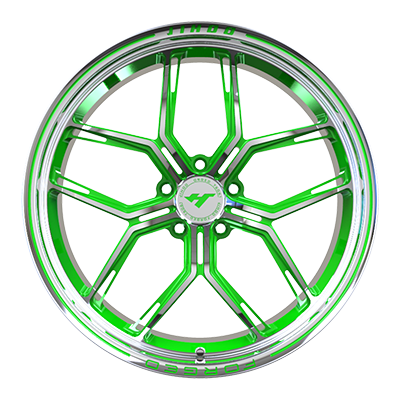 18X8.0 inch Chrome & Green forged and custom wheel rim