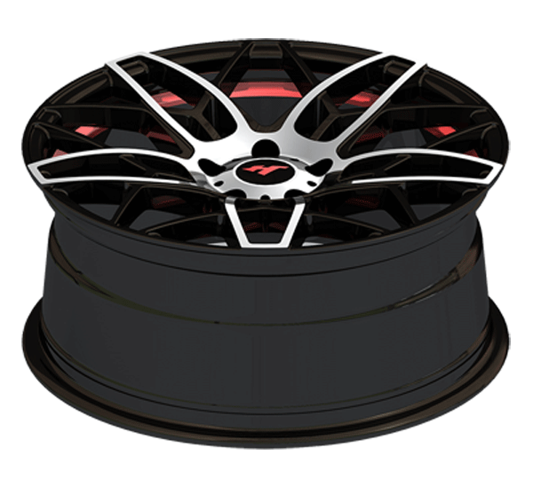 18X8.0 inch Semi Matte Black Machine Face/Red Undercut wheel rim