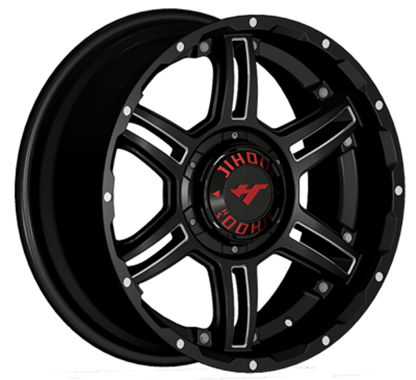 18X9.0 inch Semi Matte Black Milling Spoke/Chrome Stud　wheel rim